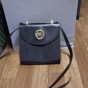 Nina Ricci Black Crossbody Bag with Gold Logo